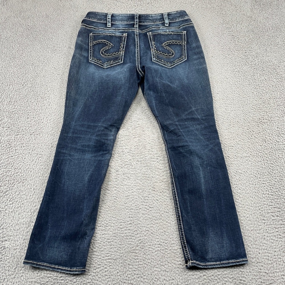 Silver Jeans Womens 16 Blue Suki Mid Straight Dark Wash Denim - Picture 2 of 10